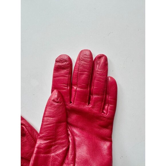 KENNETH COLE REACTION Red Leather Grommet Trim Wool Knit Lined Gloves, Size 7.5 - Picture 8 of 16
